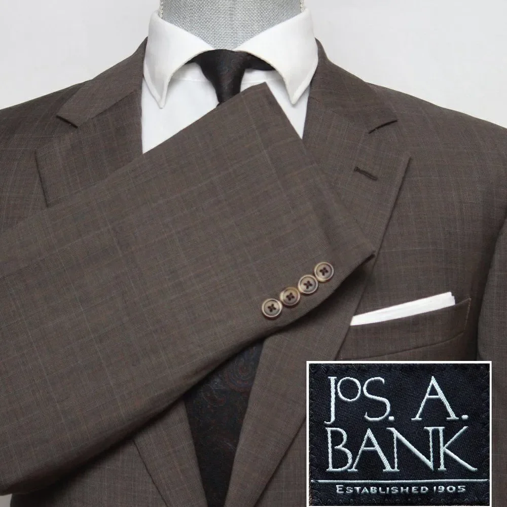 42L Jos A Bank Men's Wool Blazer Sport Coat Wool‎ Brown D030136